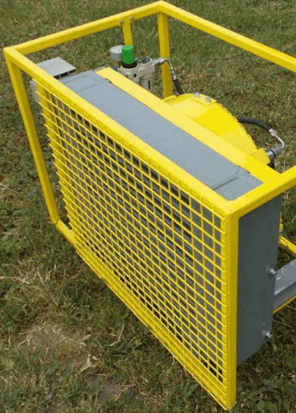 Compressed air cooler unit with protective frame