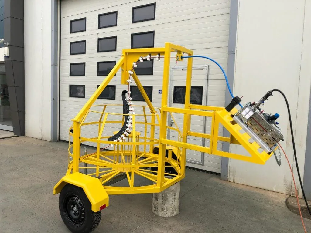 Cable Fleeter Trailer during staged cable blowing installation