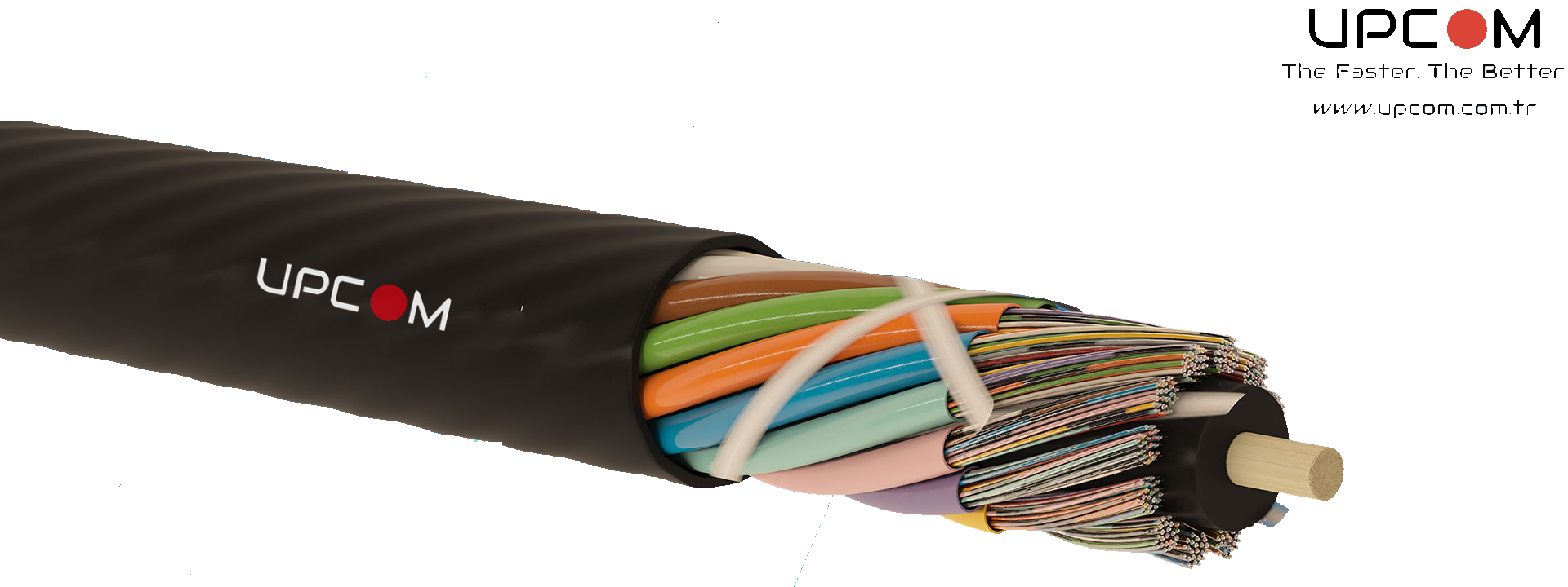 Fiber optic cable cross section showing core, cladding, coating and protective jacket
