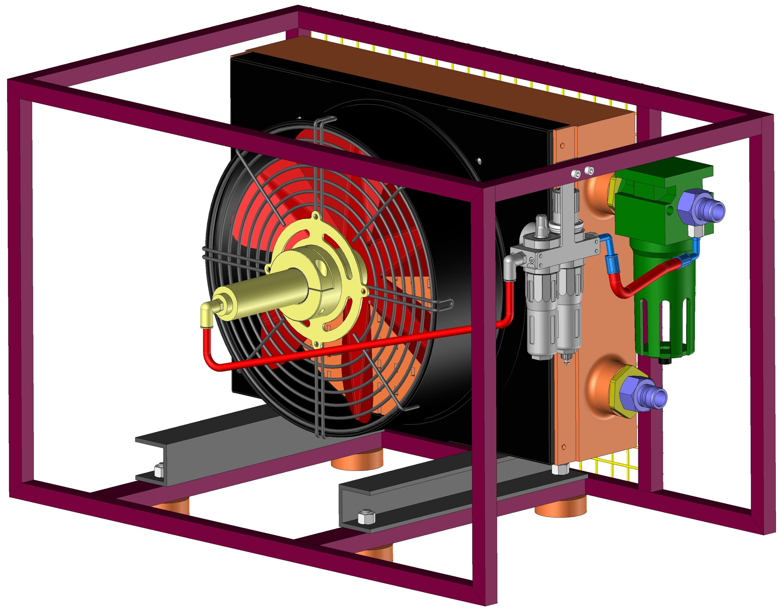 Air cooler installation drawing between compressor and cable blowing machine