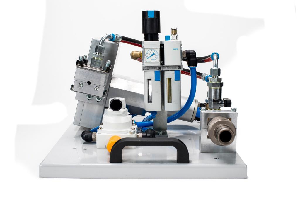 Pneumatic micro cable installation machine on base plate