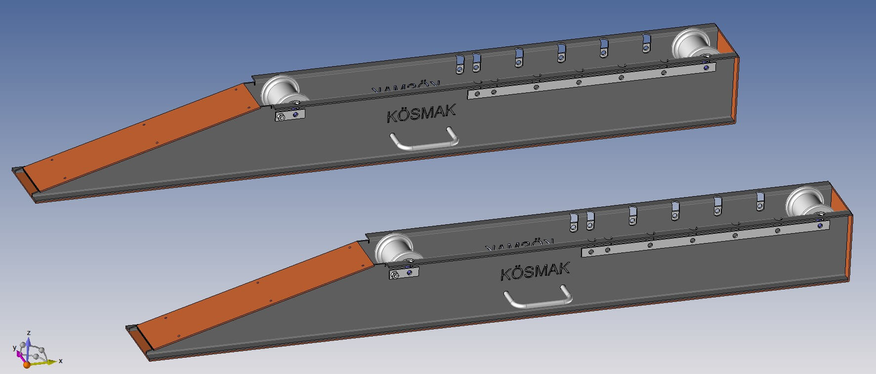 Engineering drawing for adjustable rear roller layout