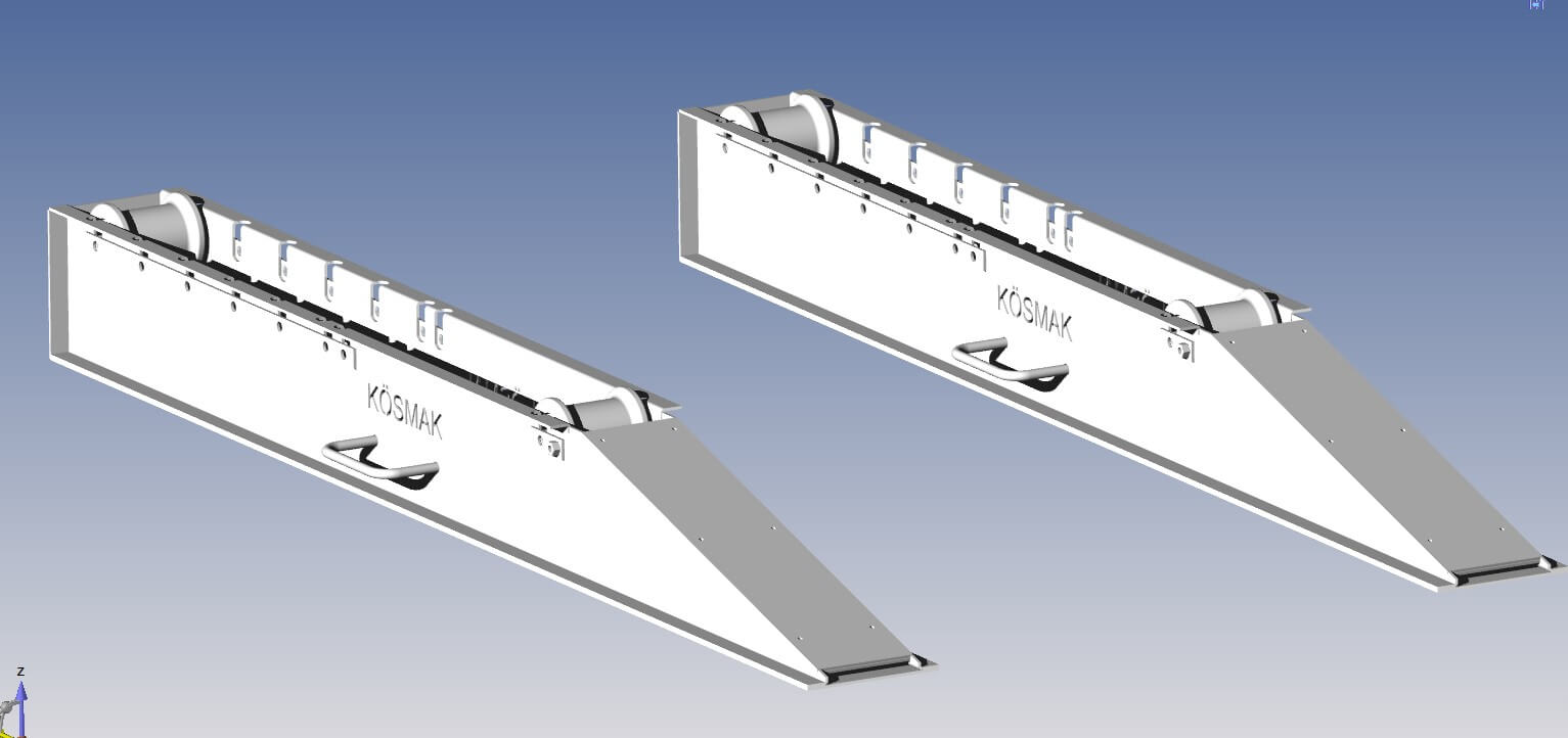 Technical drawing of cable drum roller dimensions
