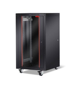 Medium height cabinet with smoked glass door