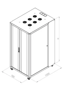 Technical drawing for 800 x 1000 mm cabinet layout