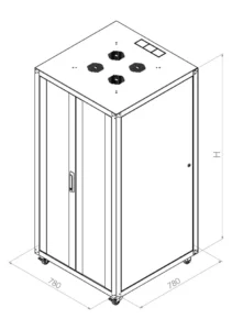 Technical drawing for 800 x 800 mm floor-standing cabinet