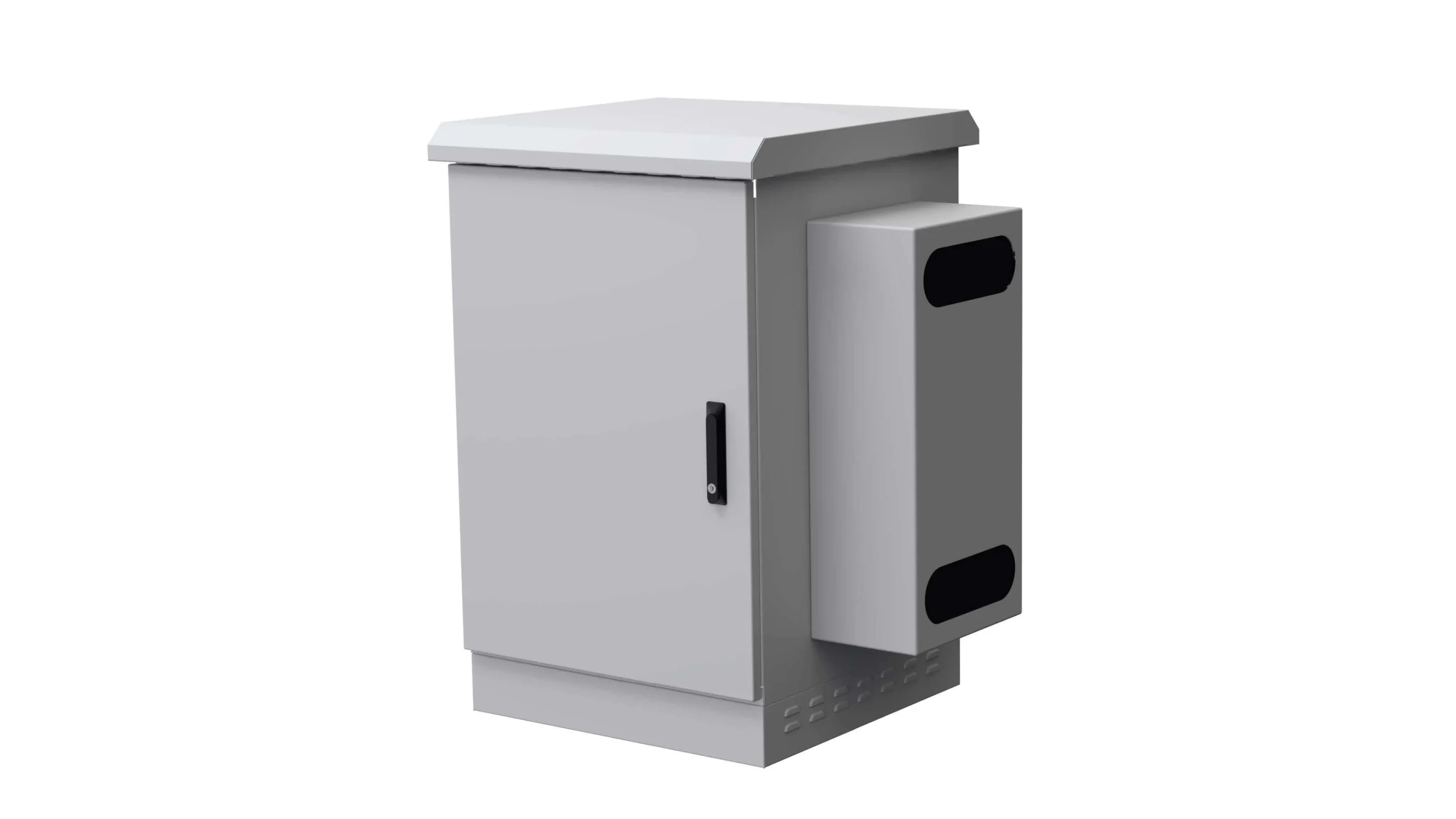 Outdoor telecom cabinet with AC front view, IP66, 600×600