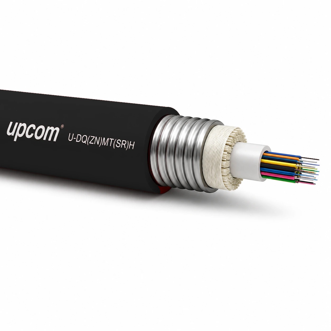 UPCOM U-DQ(ZN)MT(SR)H black HFFR armored fire resistant fiber optic cable